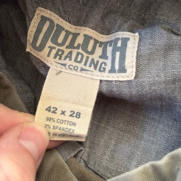 Duluth Trading Pants Flex Ballroom Khakis Mens 42x28 Olive Green Work Outdoors - Picture 5 of 6